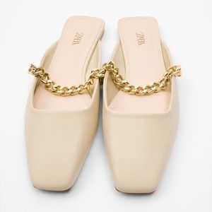 Zara open back slides shoes with chain